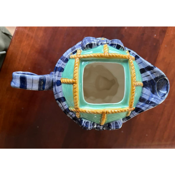 Fitz & Floyd Ballooning Bunnies Hot Air Balloon Sailboat Teapot 1995 Rare - Picture 8 of 9